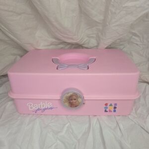 VTG Barbie Caboodle Makeup Case with Purple Drawers Bow Handle